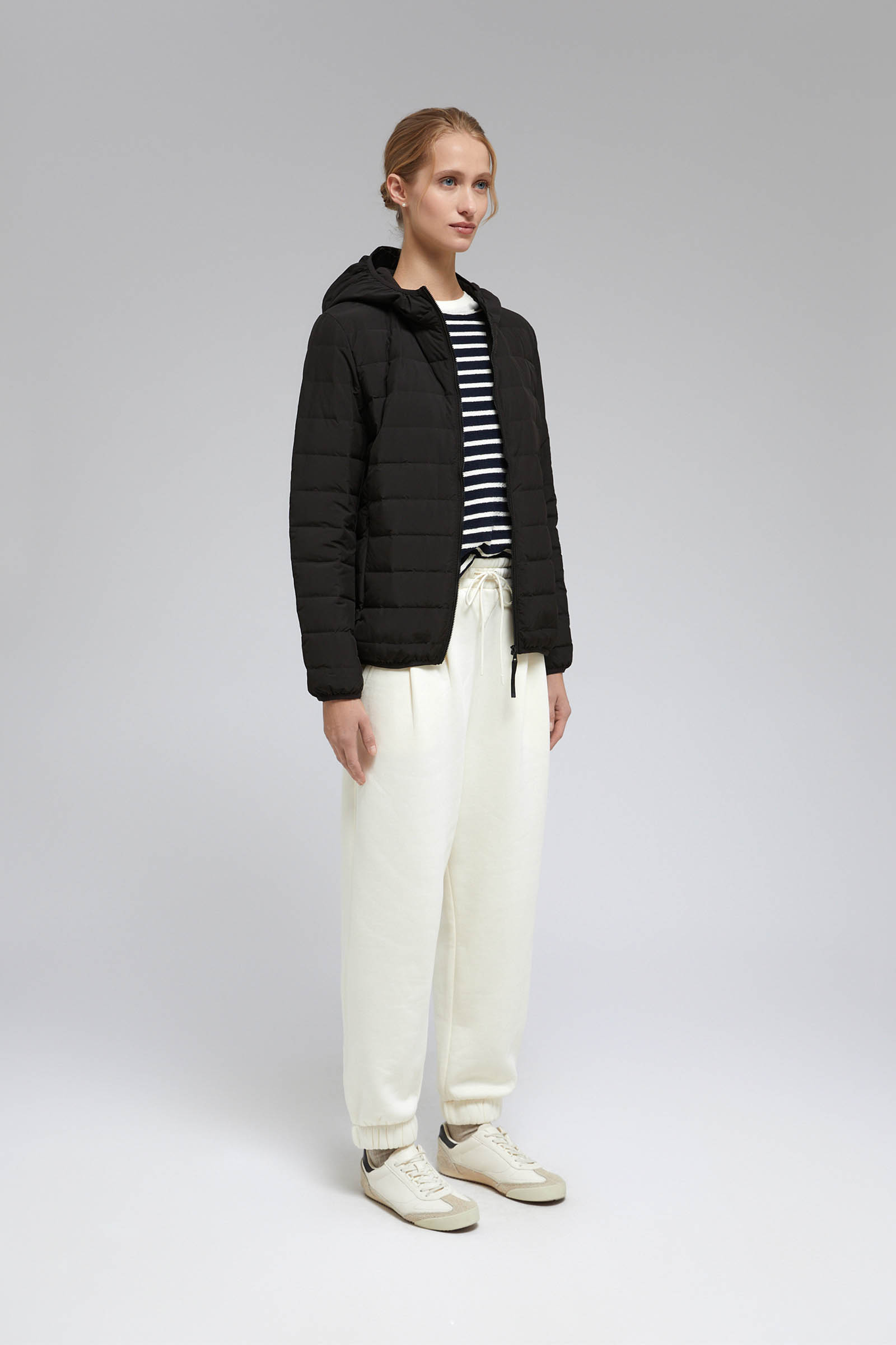 Стеганый пуховик с натуральным пухом