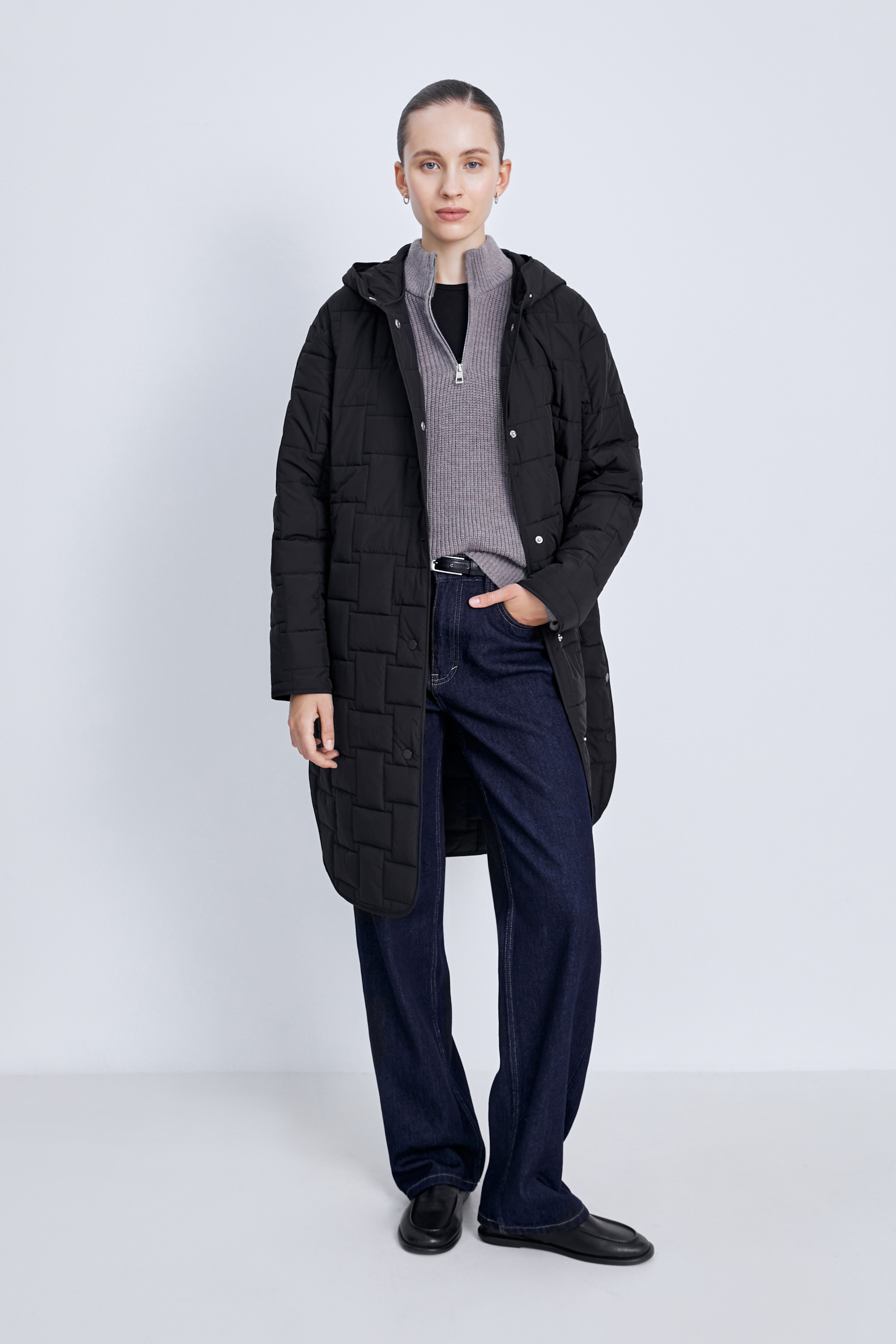 Утепленное стеганое полупальто