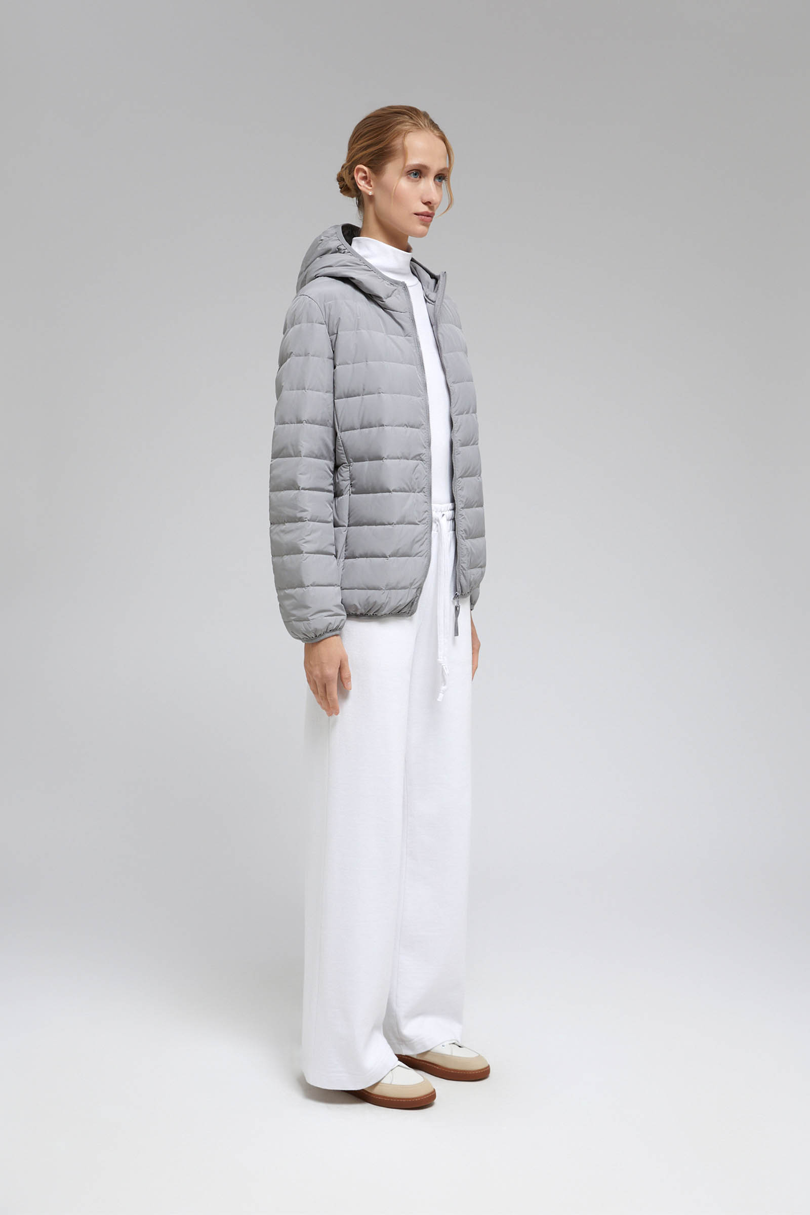 Стеганый пуховик с натуральным пухом