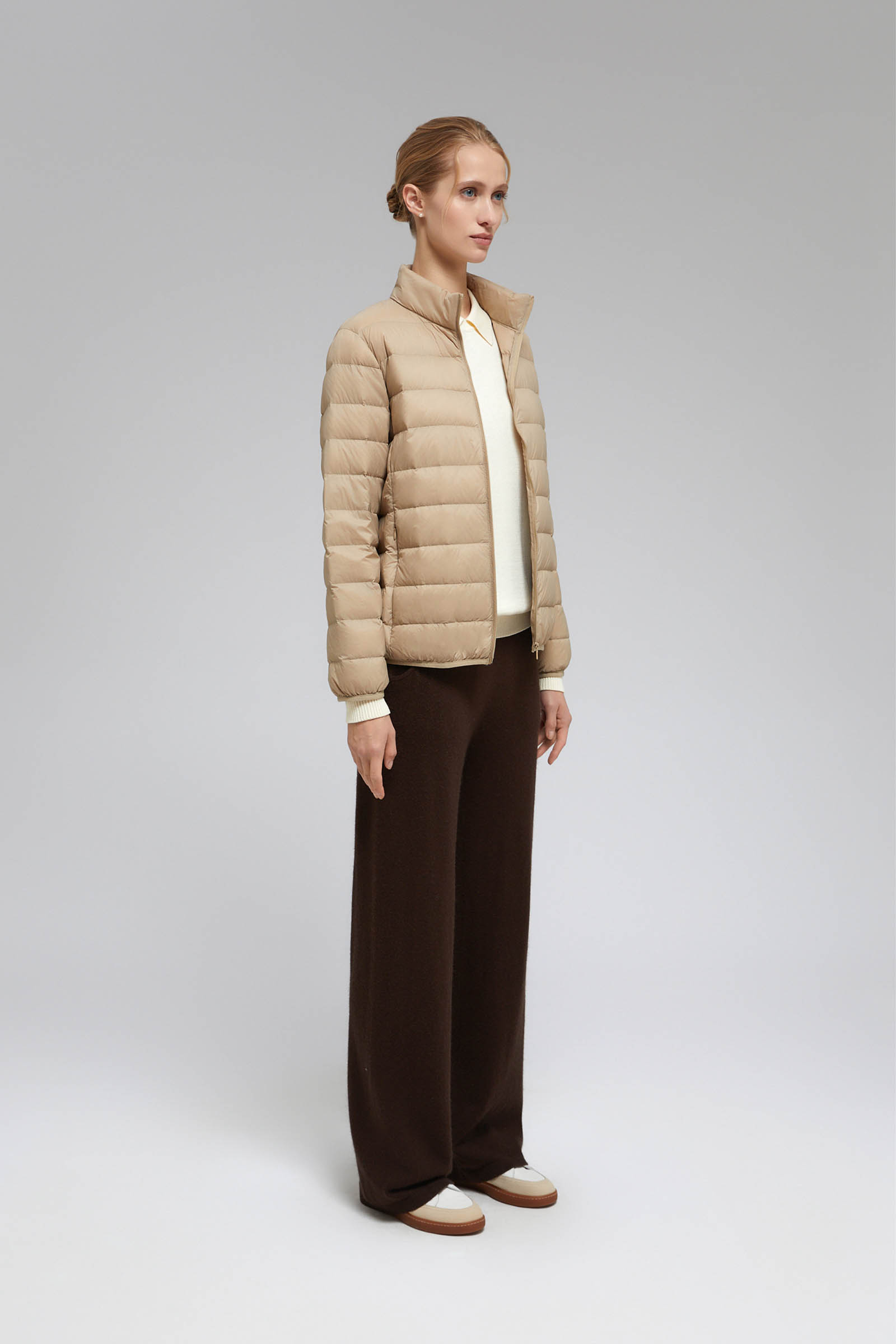 Стеганый пуховик с натуральным пухом