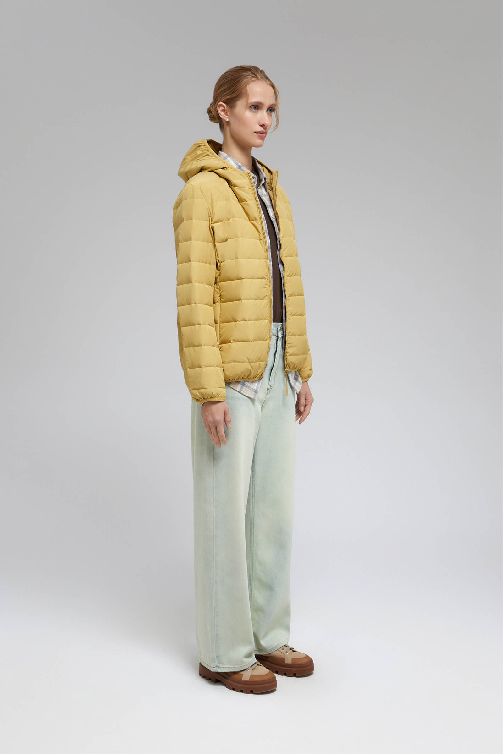 Стеганый пуховик с натуральным пухом