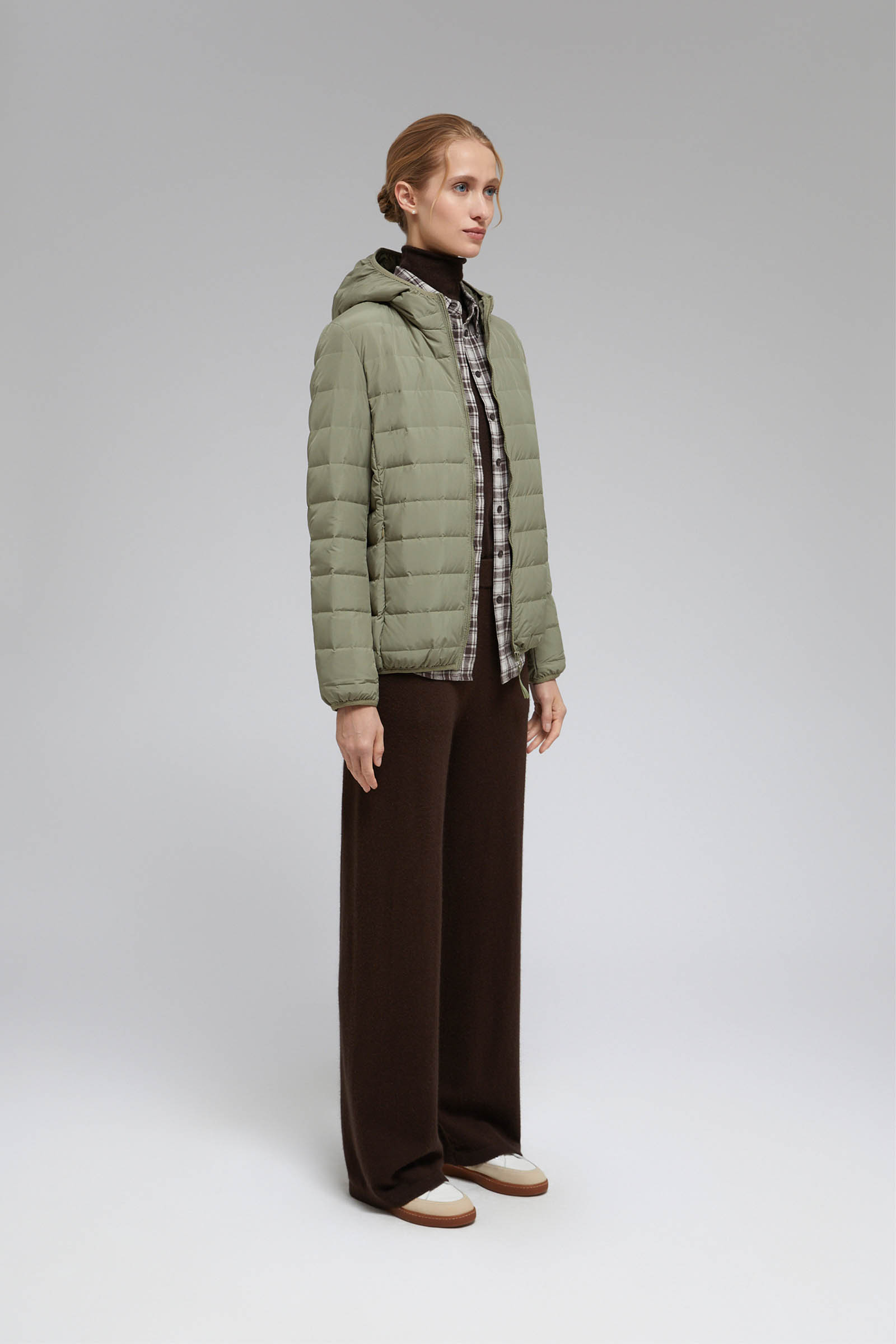 Стеганый пуховик с натуральным пухом