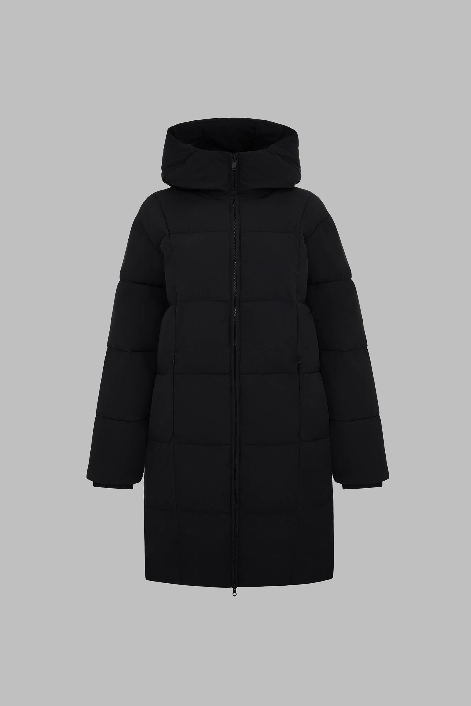 Длинный пуховик с капюшоном
