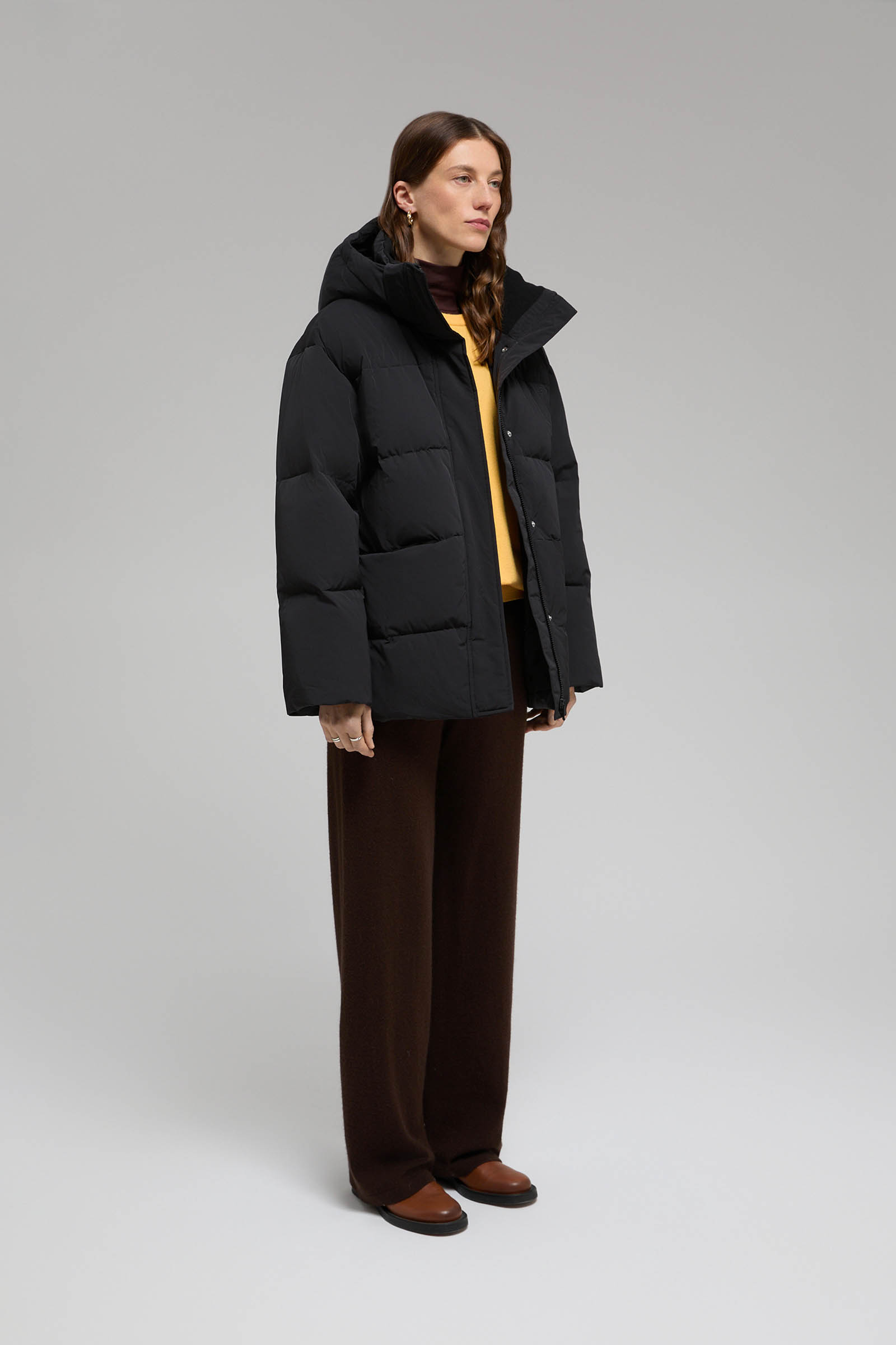 Стеганый пуховик с натуральным пухом