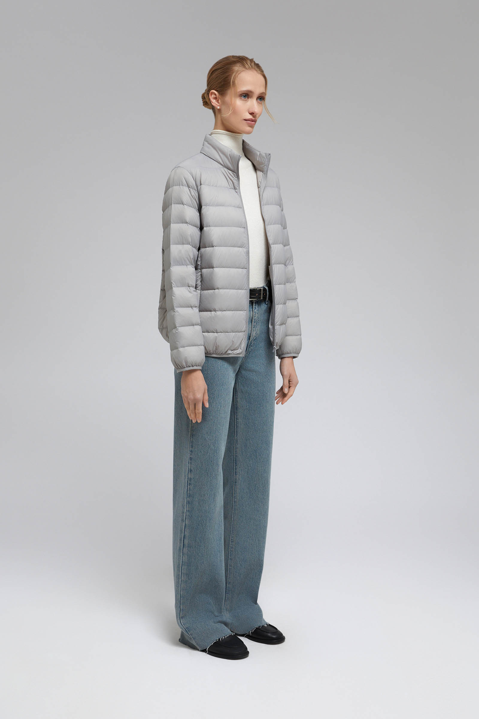 Стеганый пуховик с натуральным пухом