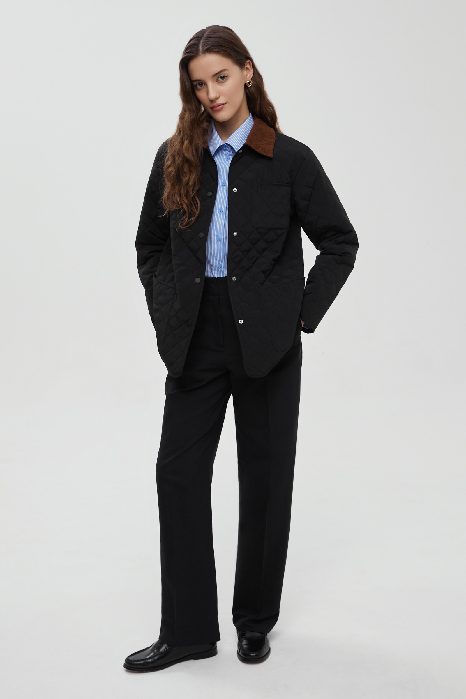 Утепленная куртка с вельветовым воротником