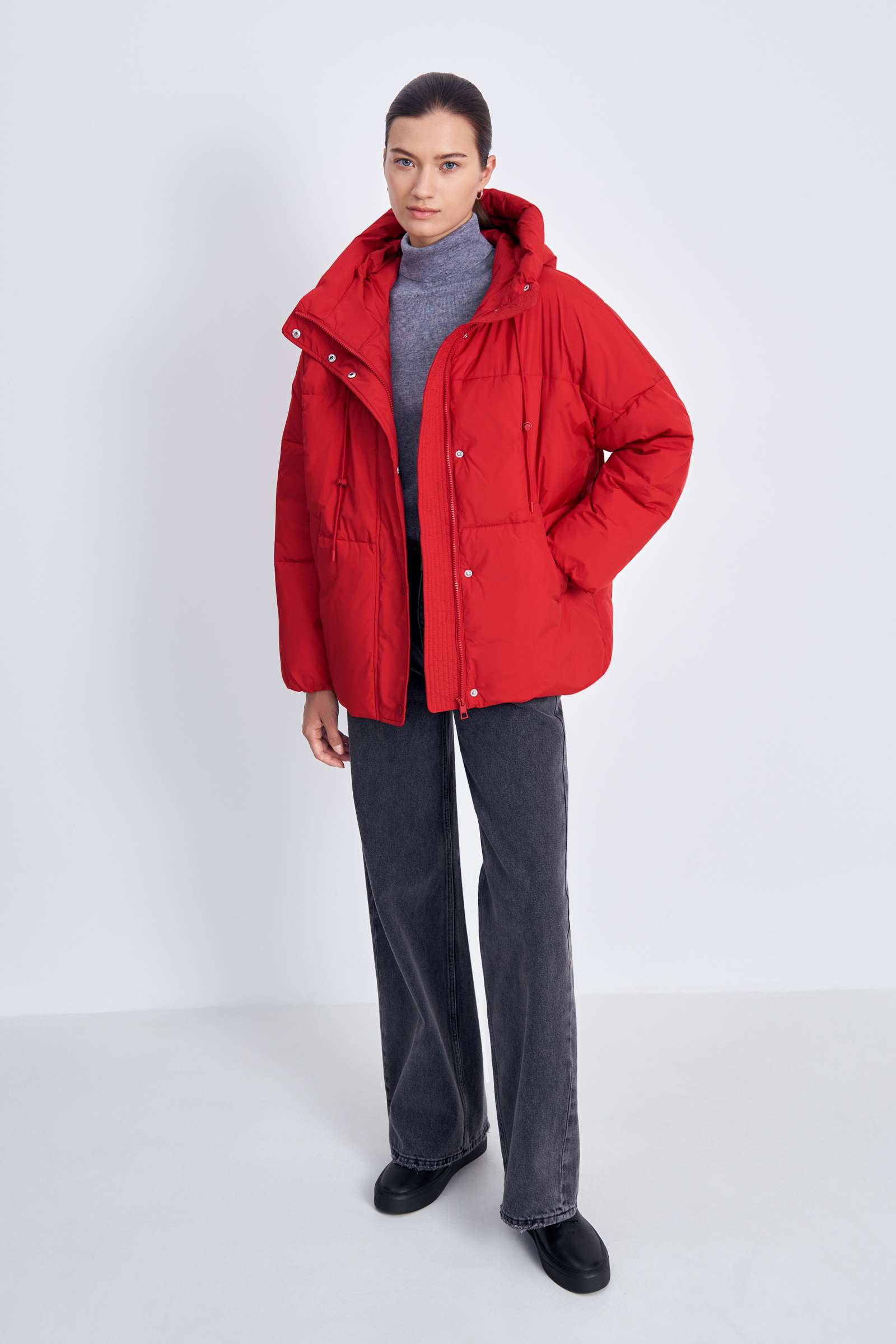 Утепленная куртка свободного силуэта