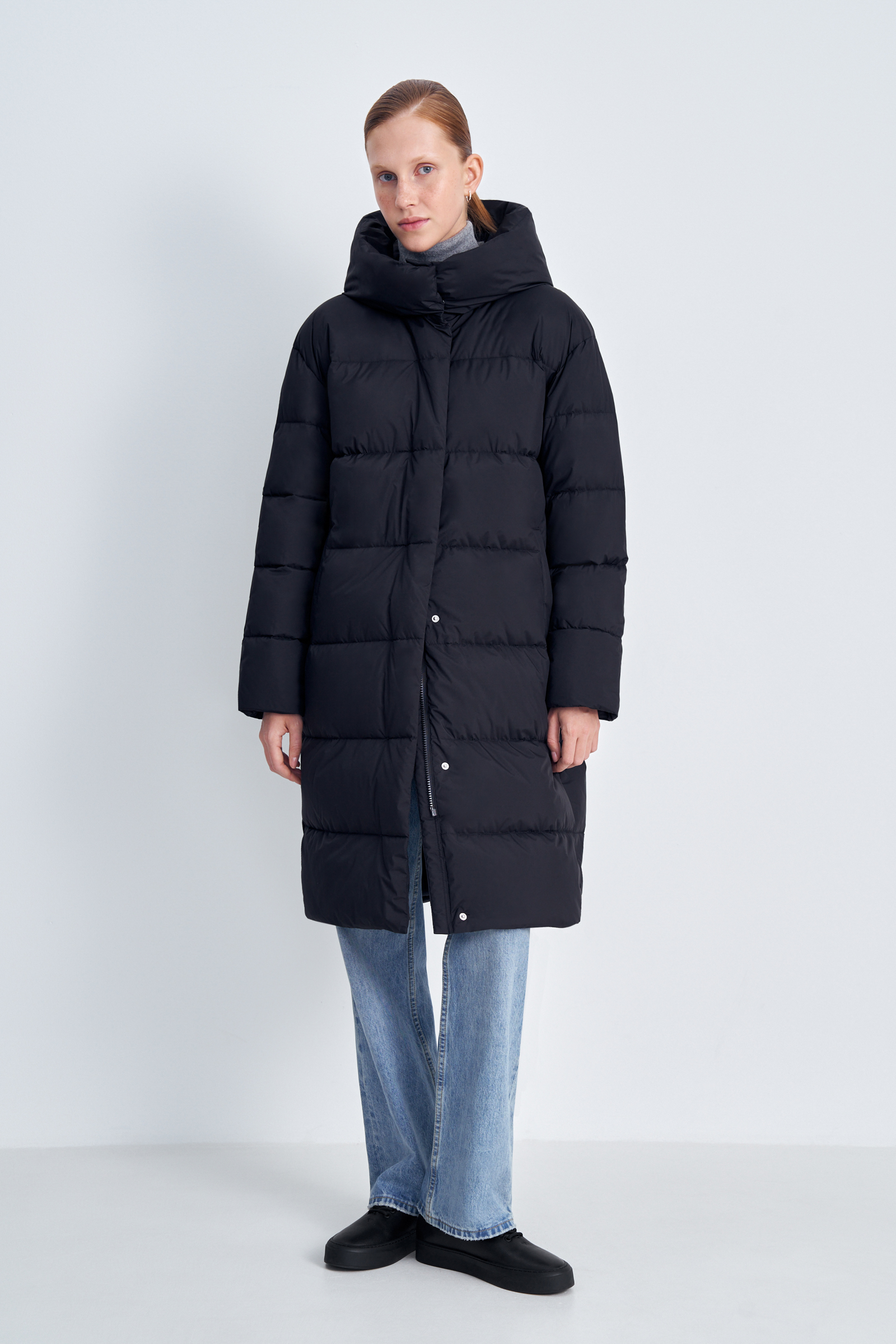 Пуховое пальто прямого кроя