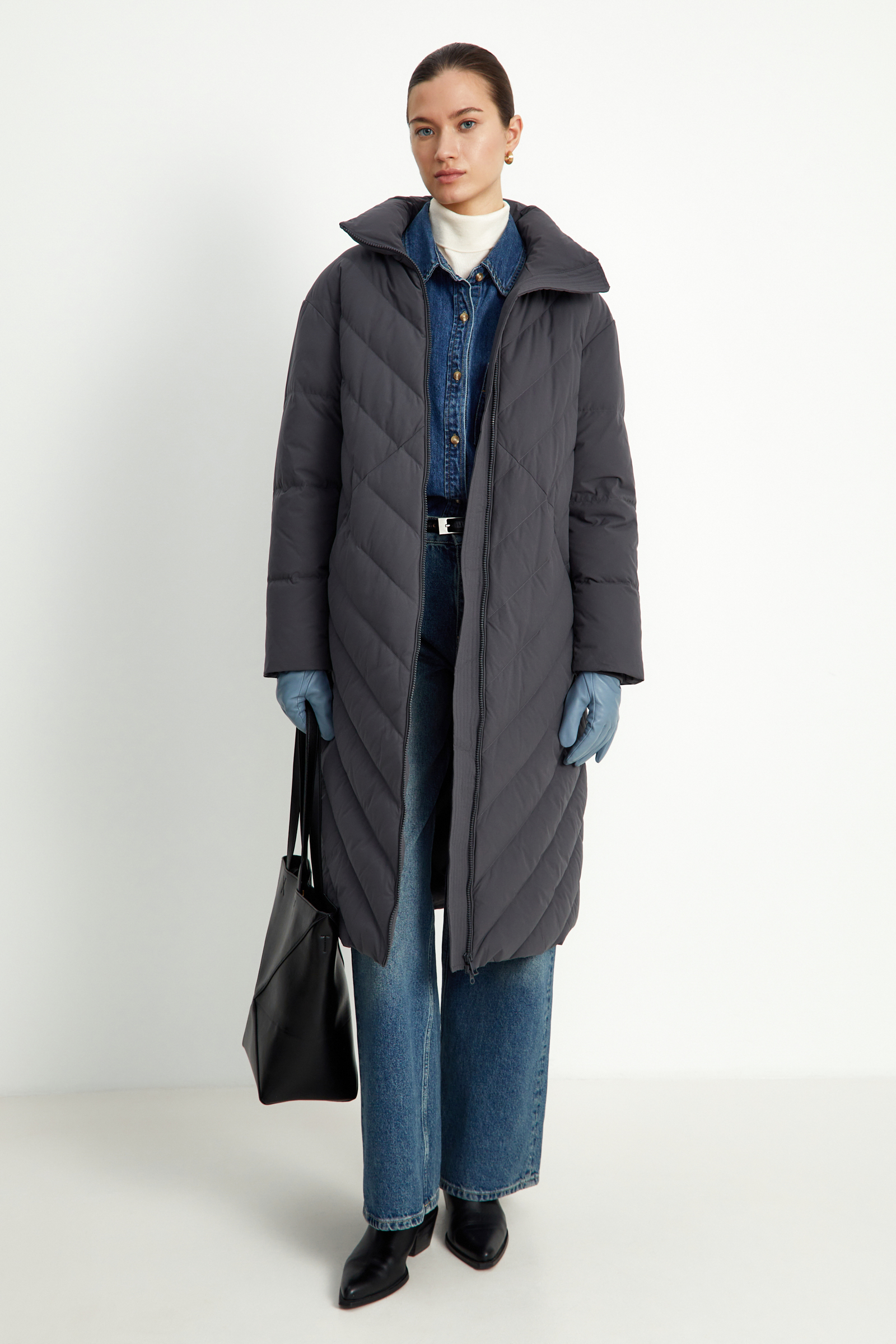 Пальто с утиным пухом силуэта трапеция